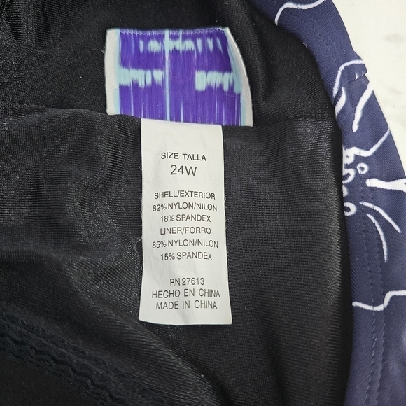 Delta Burke Swimwear Tankini Top Navy Blue with White Floral Print Size 24W - Picture 5 of 5